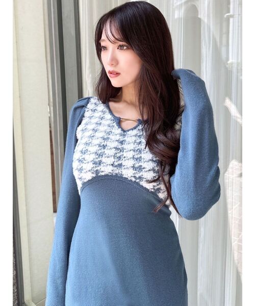 セール】ハウンドトゥースマーメイドニットワンピース（ワンピース