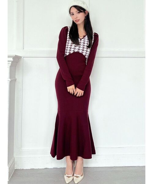 RESEXXY ハウンドトゥースマーメイドニットワンピース セール】ハウンドトゥースマーメイドニットワンピース（ワンピース