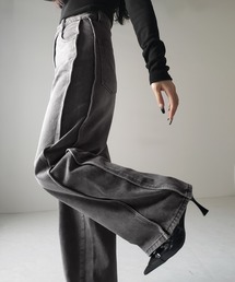 me+em select | 【 3color / 4size 】サイドタック切替ハイウエストストレートデニム /side tack kirikae highwaist straight denim(デニムパンツ)