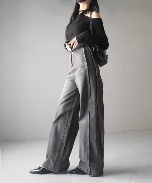 me+em select(ミームセレクト)の「【 3color / 4size 】サイドタック切替ハイウエストストレートデニム /side tack kirikae highwaist straight denim(デニムパンツ・レディース・ブルー/ダークブルー/ブラック・X-LARGE/LARGE/MEDIUM/SMALL)」の16枚目の写真