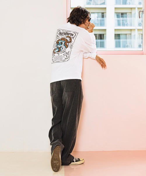 CAMBIO（カンビオ）の「mlt4921- OuroborosプリントロンT（Tシャツ/カットソー・メンズ・ホワイト/スミクロ/霜降りグレー・S/M/L/XL）」の8枚目の写真