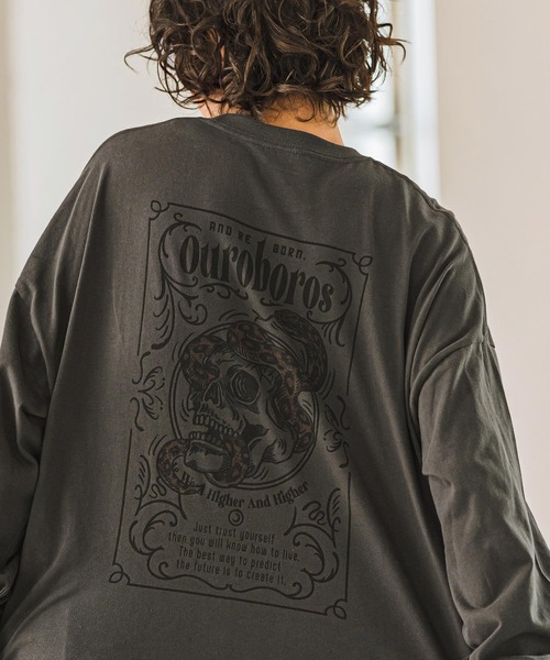 CAMBIO（カンビオ）の「mlt4921- OuroborosプリントロンT（Tシャツ/カットソー・メンズ・ホワイト/スミクロ/霜降りグレー・S/M/L/XL）」の12枚目の写真