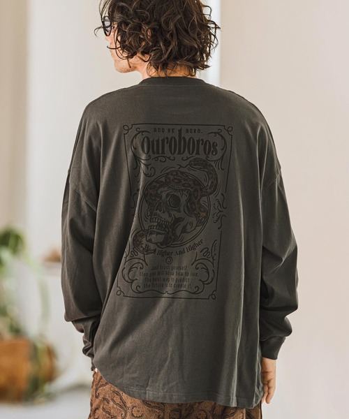 CAMBIO（カンビオ）の「mlt4921- OuroborosプリントロンT（Tシャツ/カットソー・メンズ・ホワイト/スミクロ/霜降りグレー・S/M/L/XL）」の13枚目の写真