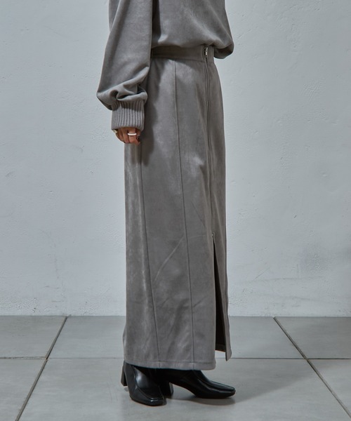 COLONY 2139（コロニートゥーワンスリーナイン）の「-3㎏見え！スエードポンチWジップタイトスカート（スカート・レディース・グレー/ブラック/アイボリー・FREE）」の20枚目の写真