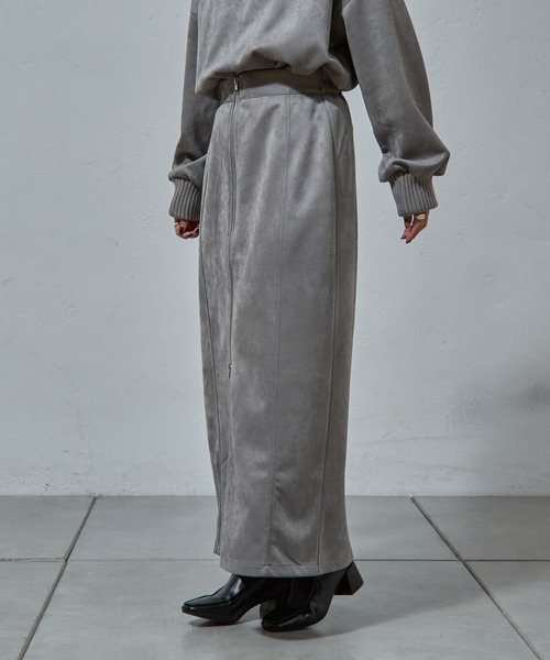 COLONY 2139（コロニートゥーワンスリーナイン）の「-3㎏見え！スエードポンチWジップタイトスカート（スカート・レディース・グレー/ブラック/アイボリー・FREE）」の22枚目の写真