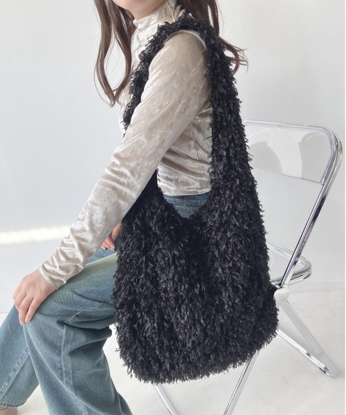 AS KNOW AS plus(アズノゥアズプラス)の「◇ムックショルダートートバッグ(ショルダーバッグ・レディース・ブラウン/パープル/グレー/ブラック・FREE)」の1枚目の写真