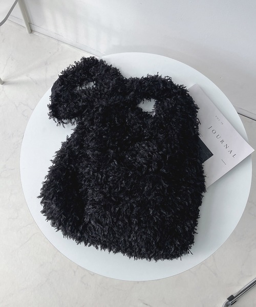 新品♥ショルダーバッグ 　モコモコ生地 ノベルティ　ブラック ◇ムックショルダートートバッグ（ショルダーバッグ）｜AS KNOW AS