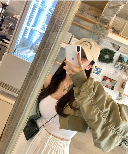 【セール】クロップドギャザースリーブMA1(スタジャン)|Ritomo De Ricco(リトモ・デ・リコ) 【セール】クロップドギャザースリーブMA1(スタジャン)|Ritomo De Ricco(リトモ・デ・リコ)