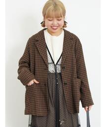 Samansa Mos2 | 麻混テーラードジャケット(ノーカラージャケット)