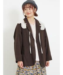 Samansa Mos2 | 麻混テーラードジャケット(ノーカラージャケット)