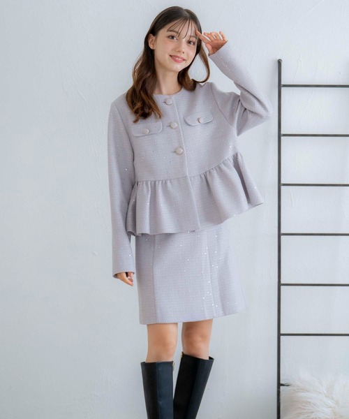 【セール】スパンコールツイードミニスカート（スカート）｜Noela（ノエラ）