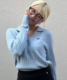 KIRSH | KIRSH SMALL CHERRY CABLE COLLAR KNIT キルシー スモールチェリー カラー ニット【S】(ニット/セーター)