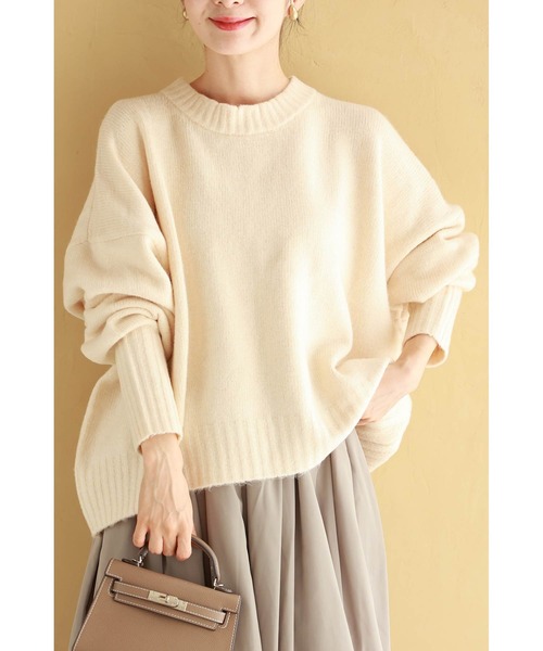 cawaii（カワイイ）の「触ればやみつきふわもち ショート丈ニット（ニット/セーター・レディース・レッド/ネイビー/アイボリー・FREE）」の2枚目の写真