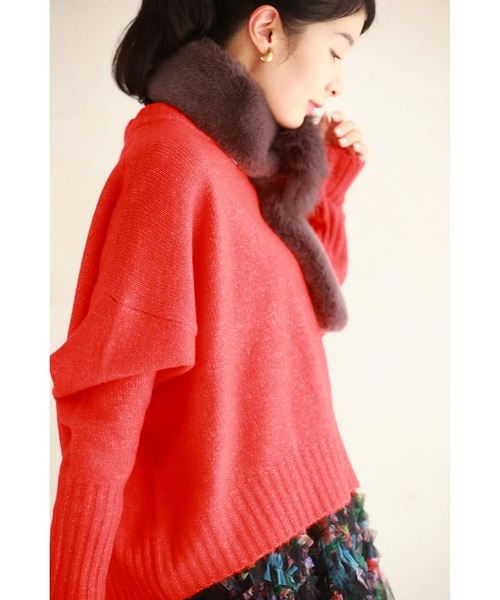 cawaii（カワイイ）の「触ればやみつきふわもち ショート丈ニット（ニット/セーター・レディース・レッド/ネイビー/アイボリー・FREE）」の4枚目の写真