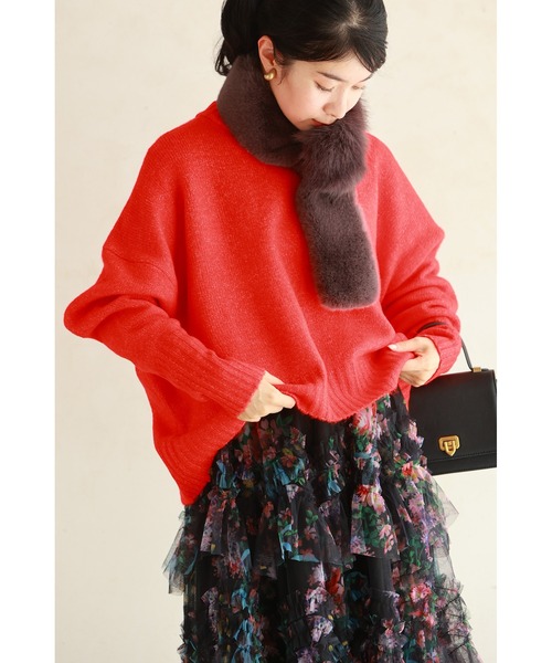 cawaii（カワイイ）の「触ればやみつきふわもち ショート丈ニット（ニット/セーター・レディース・レッド/ネイビー/アイボリー・FREE）」の7枚目の写真