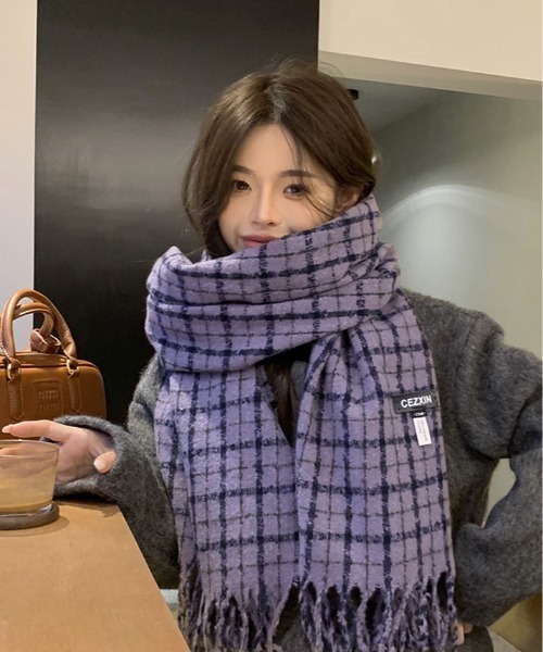 セール】タータン チェック フリンジ マフラー（マフラー