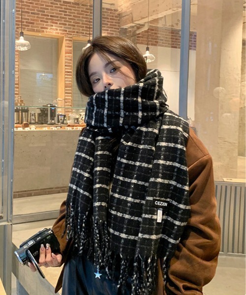 セール】タータン チェック フリンジ マフラー（マフラー