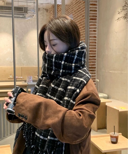 Bouchon】ブション ヤマダヤ ロングコート チェック フリンジ Bouchon