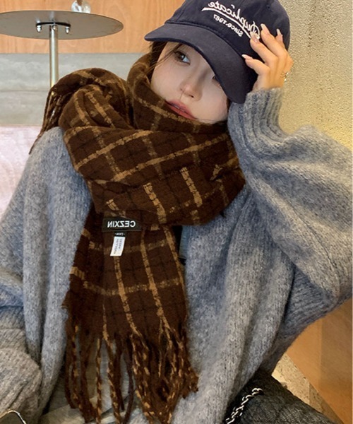 kikunorimaru　マフラー　ポーチ セール】タータン チェック フリンジ マフラー（マフラー