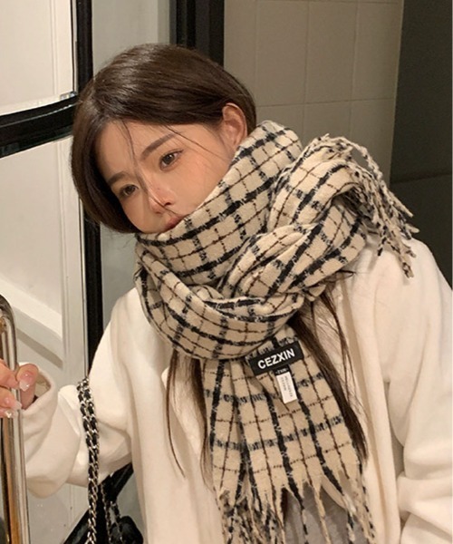 セール】タータン チェック フリンジ マフラー（マフラー