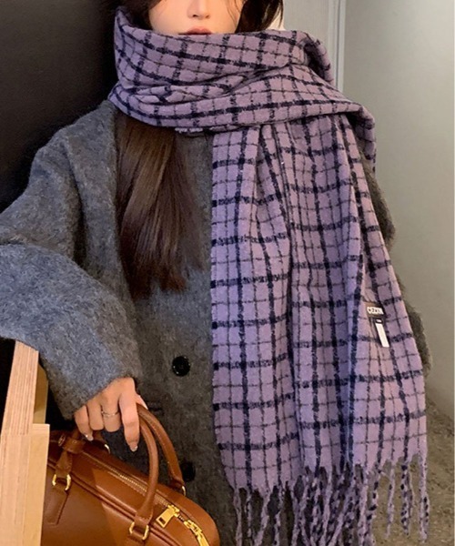 マフラー タータンチェック セール】タータン チェック フリンジ マフラー（マフラー