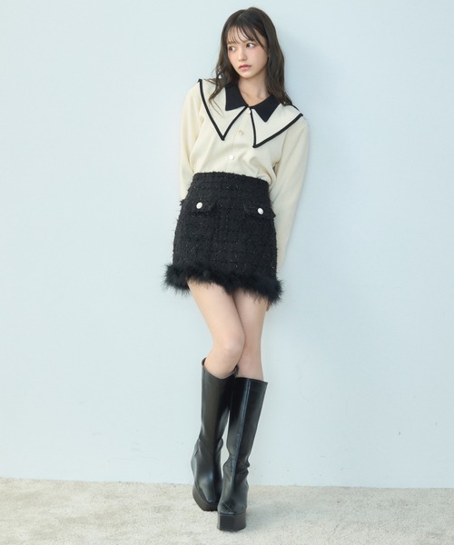 TITTY&CO.(ティティーアンドコー)の「バイカラー襟ニット(ニット/セーター・レディース・ブラウン/ブラック/ネイビー・FREE)」の8枚目の写真