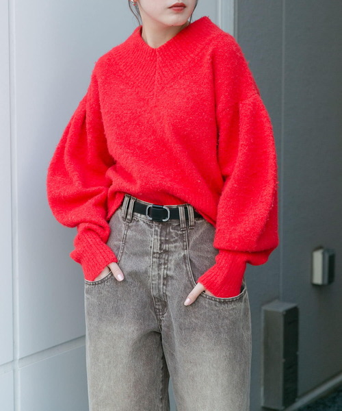 KBF(ケイビーエフ)の「Vネックフォルムニット(ニット/セーター・レディース・ブルー系その他/ダークグレー/レッド・ONE)」の22枚目の写真