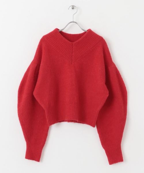 KBF(ケイビーエフ)の「Vネックフォルムニット(ニット/セーター・レディース・ブルー系その他/ダークグレー/レッド・ONE)」の10枚目の写真