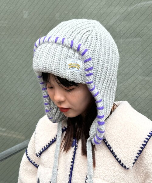 HELLO.SANFRANCISCO（ハローサンフランシスコ）の「【HELLO.SANFRANCISCO】ハンドステッチフライトキャップ（ハット・レディース・レッド/アイボリー/グレー・ONE SIZE）」の11枚目の写真