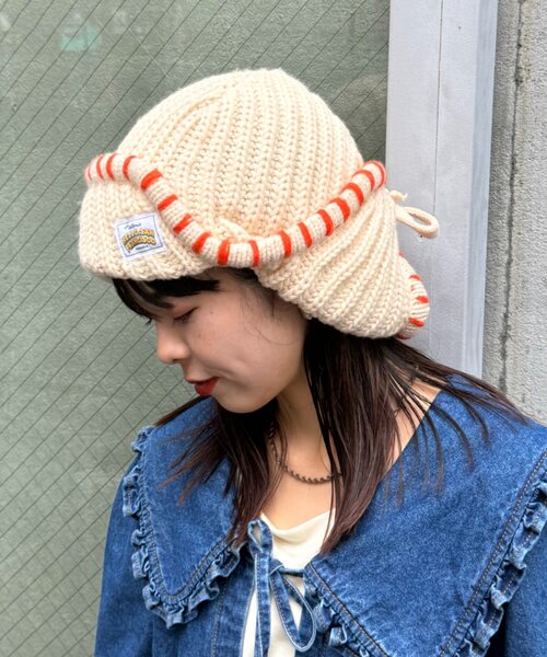 HELLO.SANFRANCISCO（ハローサンフランシスコ）の「【HELLO.SANFRANCISCO】ハンドステッチフライトキャップ（ハット・レディース・レッド/アイボリー/グレー・ONE SIZE）」の15枚目の写真