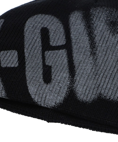 X-girl(エックスガール)の「FUZZY LOGO KNIT CAP(ニットキャップ/ビーニー・レディース・ブラック/オフホワイト・ONE SIZE)」の6枚目の写真