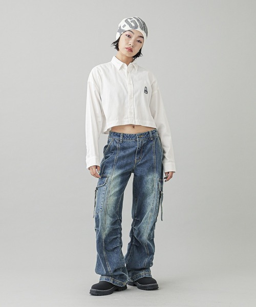 X-girl(エックスガール)の「FUZZY LOGO KNIT CAP(ニットキャップ/ビーニー・レディース・ブラック/オフホワイト・ONE SIZE)」の11枚目の写真