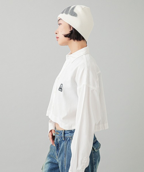 X-girl(エックスガール)の「FUZZY LOGO KNIT CAP(ニットキャップ/ビーニー・レディース・ブラック/オフホワイト・ONE SIZE)」の9枚目の写真