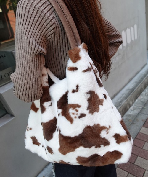 CORNERS（コーナーズ）の「アソートファートートバッグ（ショルダーバッグ・レディース・アイボリー/レオパード/ライトブラック/ベージュ/ブラウン/グレー/ブラック・FREE）」の5枚目の写真