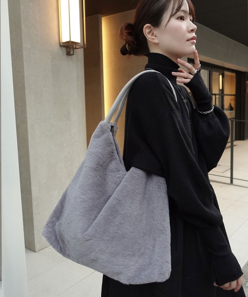 CORNERS（コーナーズ）の「アソートファートートバッグ（ショルダーバッグ・レディース・アイボリー/レオパード/ライトブラック/ベージュ/ブラウン/グレー/ブラック・FREE）」の4枚目の写真