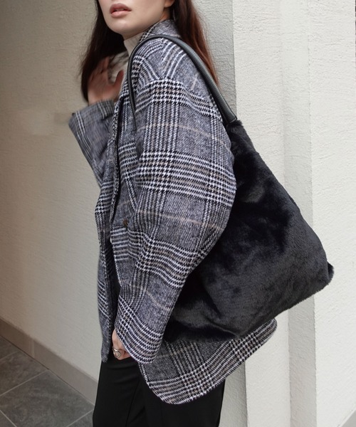 CORNERS（コーナーズ）の「アソートファートートバッグ（ショルダーバッグ・レディース・アイボリー/レオパード/ライトブラック/ベージュ/ブラウン/グレー/ブラック・FREE）」の2枚目の写真