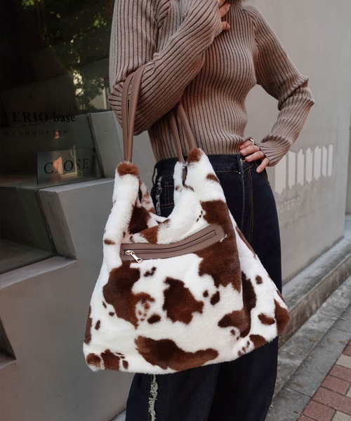 CORNERS（コーナーズ）の「アソートファートートバッグ（ショルダーバッグ・レディース・アイボリー/レオパード/ライトブラック/ベージュ/ブラウン/グレー/ブラック・FREE）」の19枚目の写真