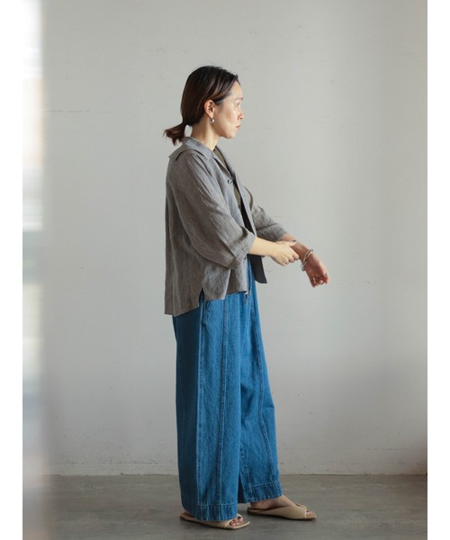 FIL DE FER（フィルデフェール）の「11.5oz綿麻デニム ボリュームパンツ（デニムパンツ・レディース・ブルー/サックスブルー・FREE）」の4枚目の写真