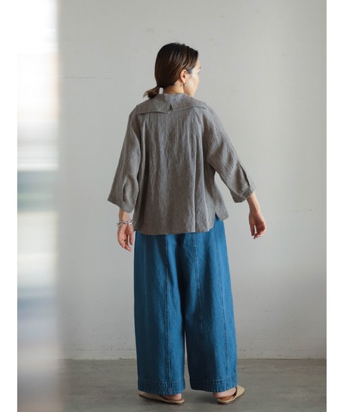 FIL DE FER（フィルデフェール）の「11.5oz綿麻デニム ボリュームパンツ（デニムパンツ・レディース・ブルー/サックスブルー・FREE）」の5枚目の写真