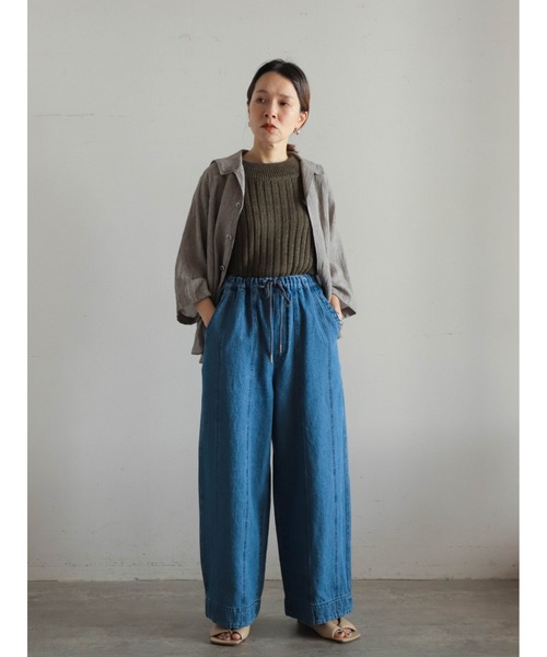 FIL DE FER（フィルデフェール）の「11.5oz綿麻デニム ボリュームパンツ（デニムパンツ・レディース・ブルー/サックスブルー・FREE）」の6枚目の写真