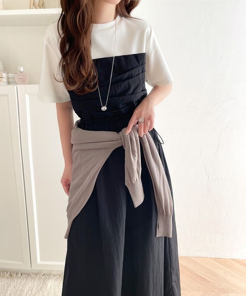classicalelf(クラシカルエルフ)の「1枚で主役級。脇ドロストビスチェドッキングワンピース(無地&ボーダー柄)(ワンピース・レディース・ホワイト×ネイビー/ホワイト×グレー/その他/ホワイト×ブラック/ブラック・LARGE/MEDIUM/SMALL/X-LARGE)」の16枚目の写真