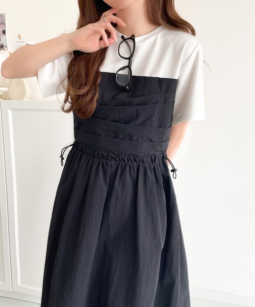 classicalelf(クラシカルエルフ)の「1枚で主役級。脇ドロストビスチェドッキングワンピース(無地&ボーダー柄)(ワンピース・レディース・ホワイト×ネイビー/ホワイト×グレー/その他/ホワイト×ブラック/ブラック・LARGE/MEDIUM/SMALL/X-LARGE)」の15枚目の写真