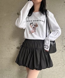 子犬リボンプリントロングＴシャツ
