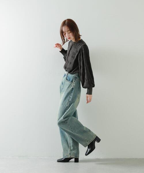 SENSE OF PLACE by URBAN RESEARCH（センスオブプレイスバイアーバンリサーチ）の「ショルダータックシャーリングトップ（シャツ/ブラウス・レディース・ブラウン/チャコールグレー/オフホワイト・ONE）」の8枚目の写真