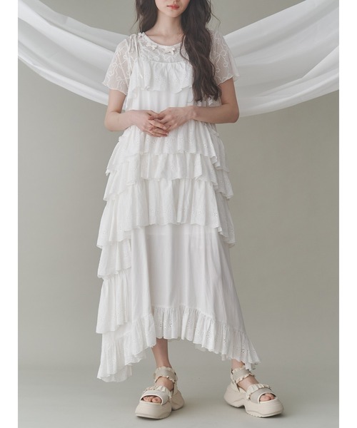 merryjenny イレギュラーレースキャミワンピース merry jenny（メリージェニー）の「イレギュラーレースキャミ