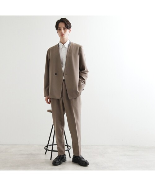 セール】◇360度ストレッチノーカラージャケット（セットアップ