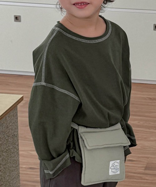 aimoha(アイモハ)の「【aimoha-KIDS-】配色ステッチロングスリーブTシャツ(Tシャツ/カットソー・キッズ・グレー/グリーン/パープル/ネイビー・120/110/100/90/80/130)」の14枚目の写真