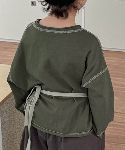 aimoha(アイモハ)の「【aimoha-KIDS-】配色ステッチロングスリーブTシャツ(Tシャツ/カットソー・キッズ・グレー/グリーン/パープル/ネイビー・120/110/100/90/80/130)」の16枚目の写真