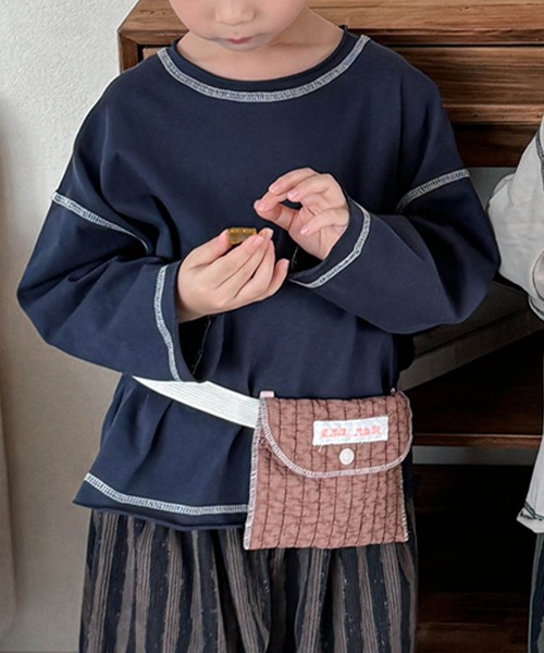 aimoha(アイモハ)の「【aimoha-KIDS-】配色ステッチロングスリーブTシャツ(Tシャツ/カットソー・キッズ・グレー/グリーン/パープル/ネイビー・120/110/100/90/80/130)」の7枚目の写真