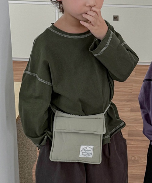 aimoha(アイモハ)の「【aimoha-KIDS-】配色ステッチロングスリーブTシャツ(Tシャツ/カットソー・キッズ・グレー/グリーン/パープル/ネイビー・120/110/100/90/80/130)」の15枚目の写真